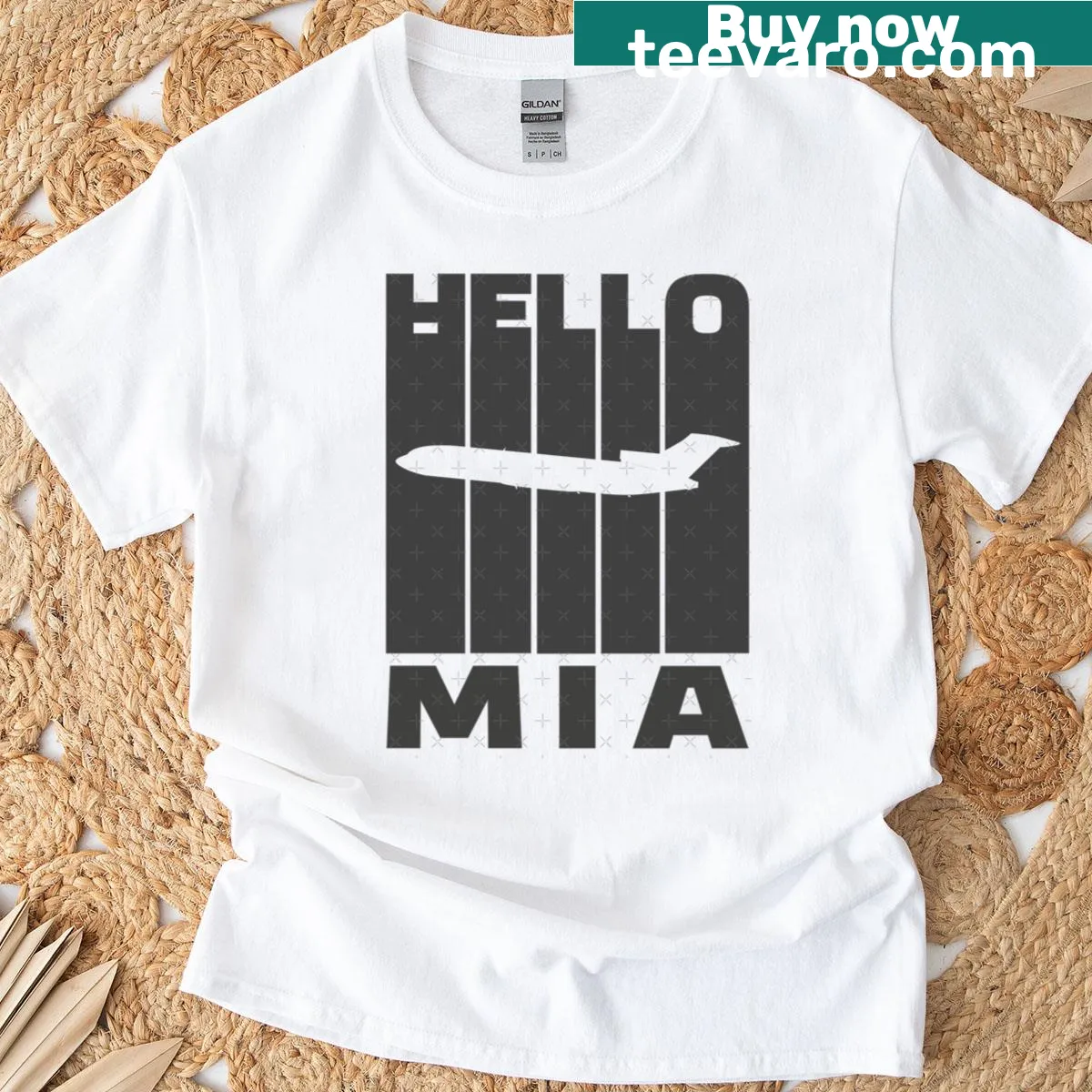 Typography T-shirt featuring Miami greeting. — on a men's t-shirt