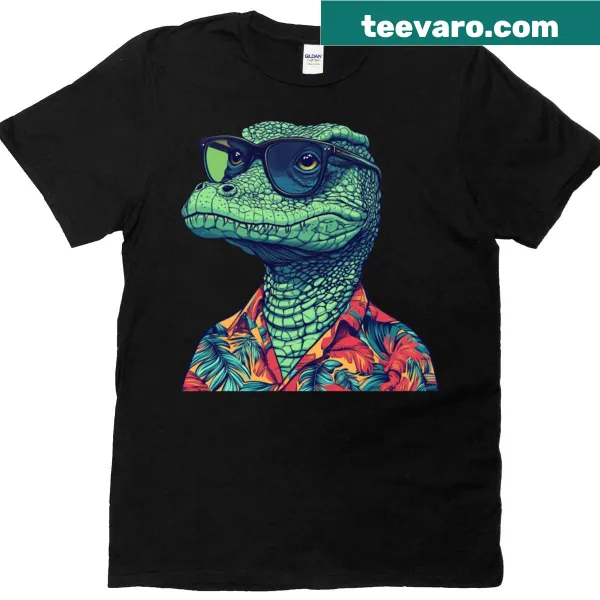Cool hipster crocodile T-shirt design