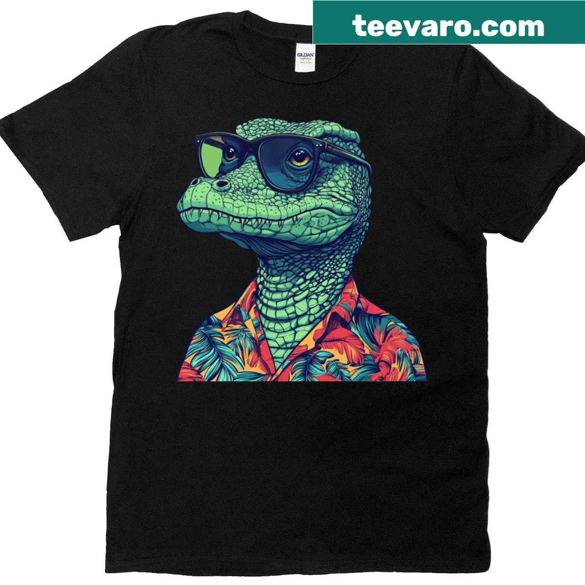 Cool hipster crocodile T-shirt design — on a men's t-shirt