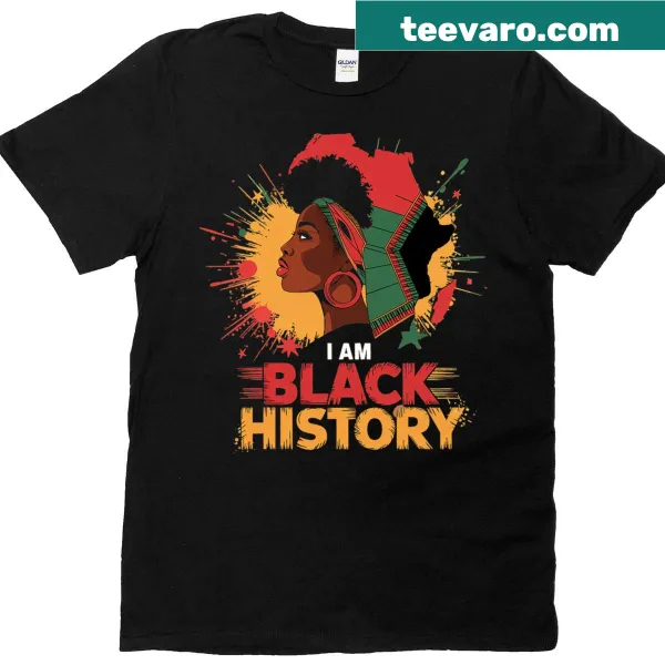 Empowering t-shirt for girls with 'I Am Black History Month' text