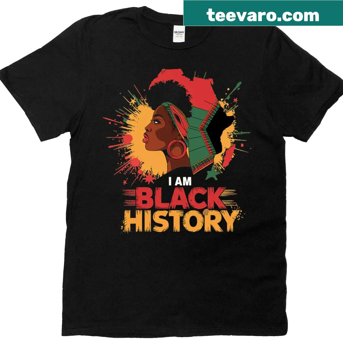 Empowering t-shirt for girls with 'I Am Black History Month' text — on a men's t-shirt