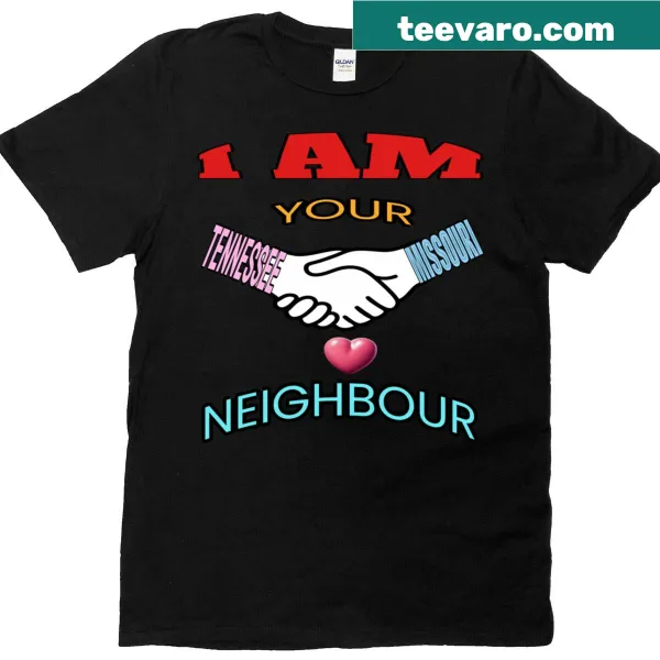 Playful typography t-shirt featuring the phrase about Tennessee and Missouri