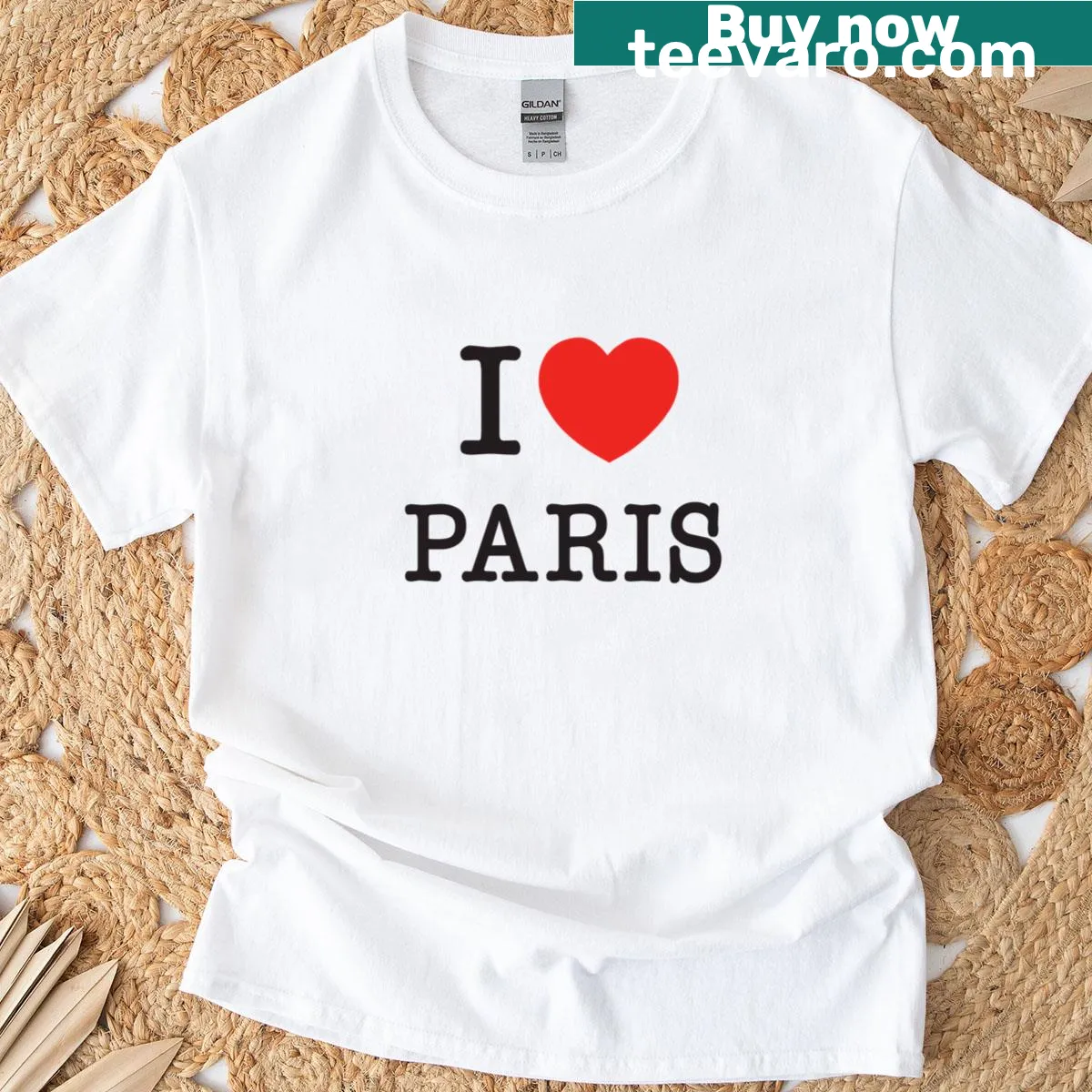 Paris-themed travel t-shirt featuring the Eiffel Tower and French symbols. — on a men's t-shirt