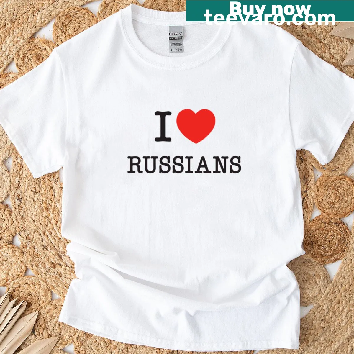 Pride apparel T-shirt with text 'I Love Russians' — on a men's t-shirt
