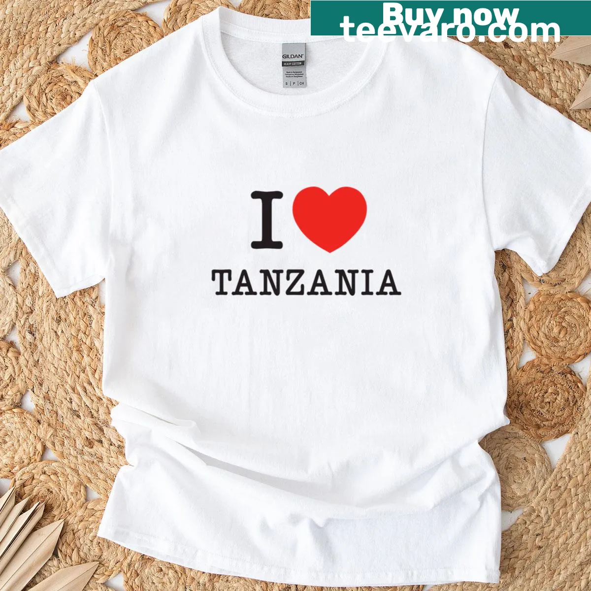 T-shirt featuring the text 'I Love Tanzania' — on a men's t-shirt