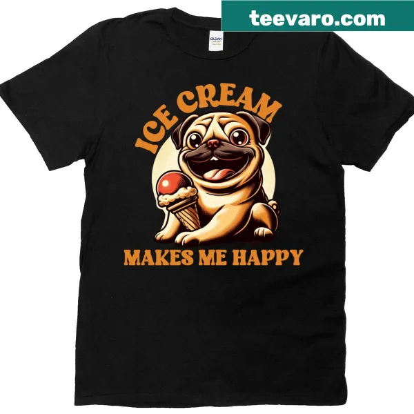 Cheerful T-shirt with the phrase 'Ice Cream Makes Me Happy'