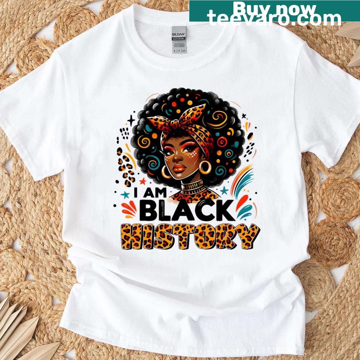 Child's T-shirt celebrating Black History Month with vibrant icons and symbols. — on a men's t-shirt