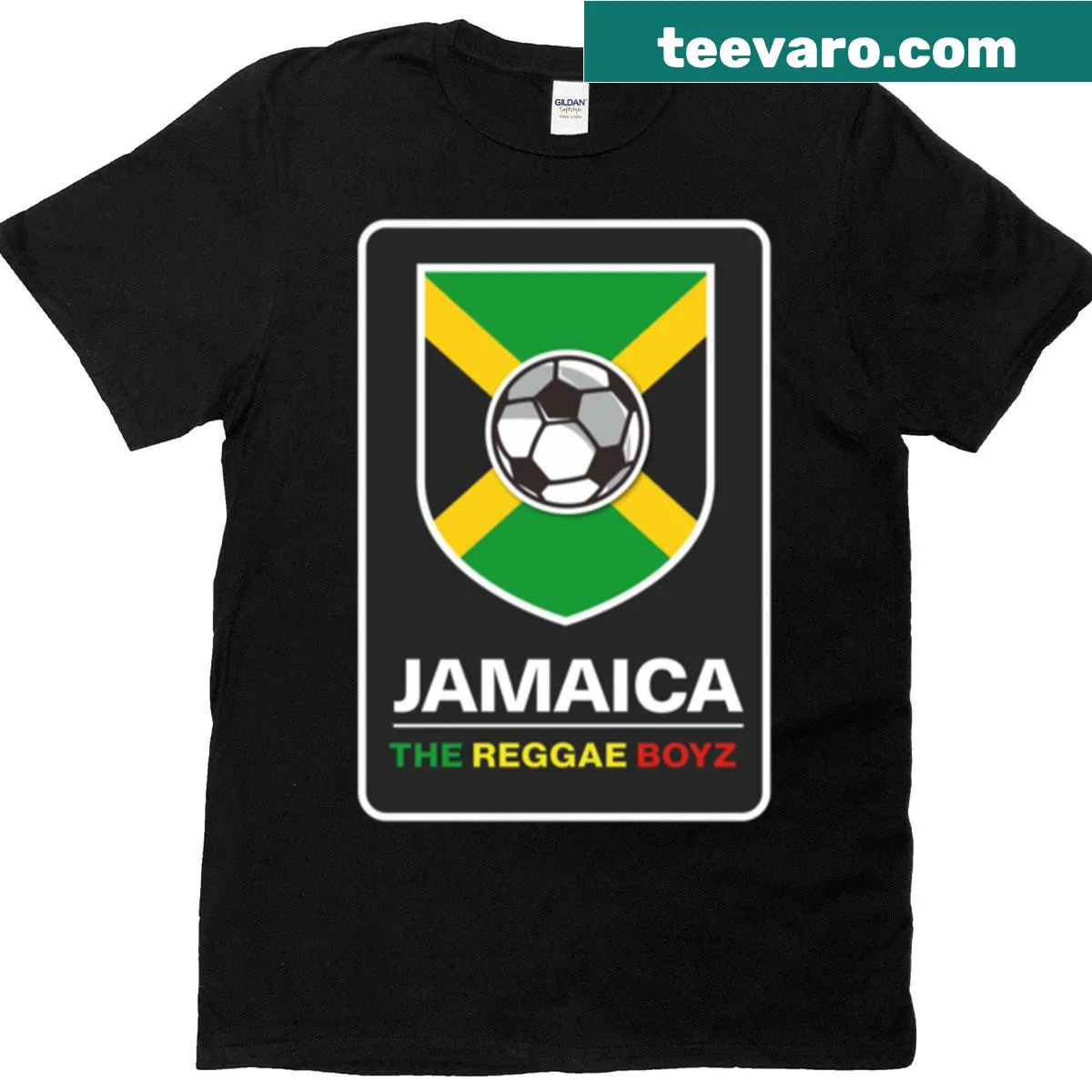 T-shirt featuring Jamaica Football themes for passionate fans. — on a men's t-shirt