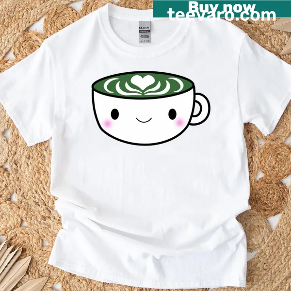Cute matcha latte character graphic T-shirt