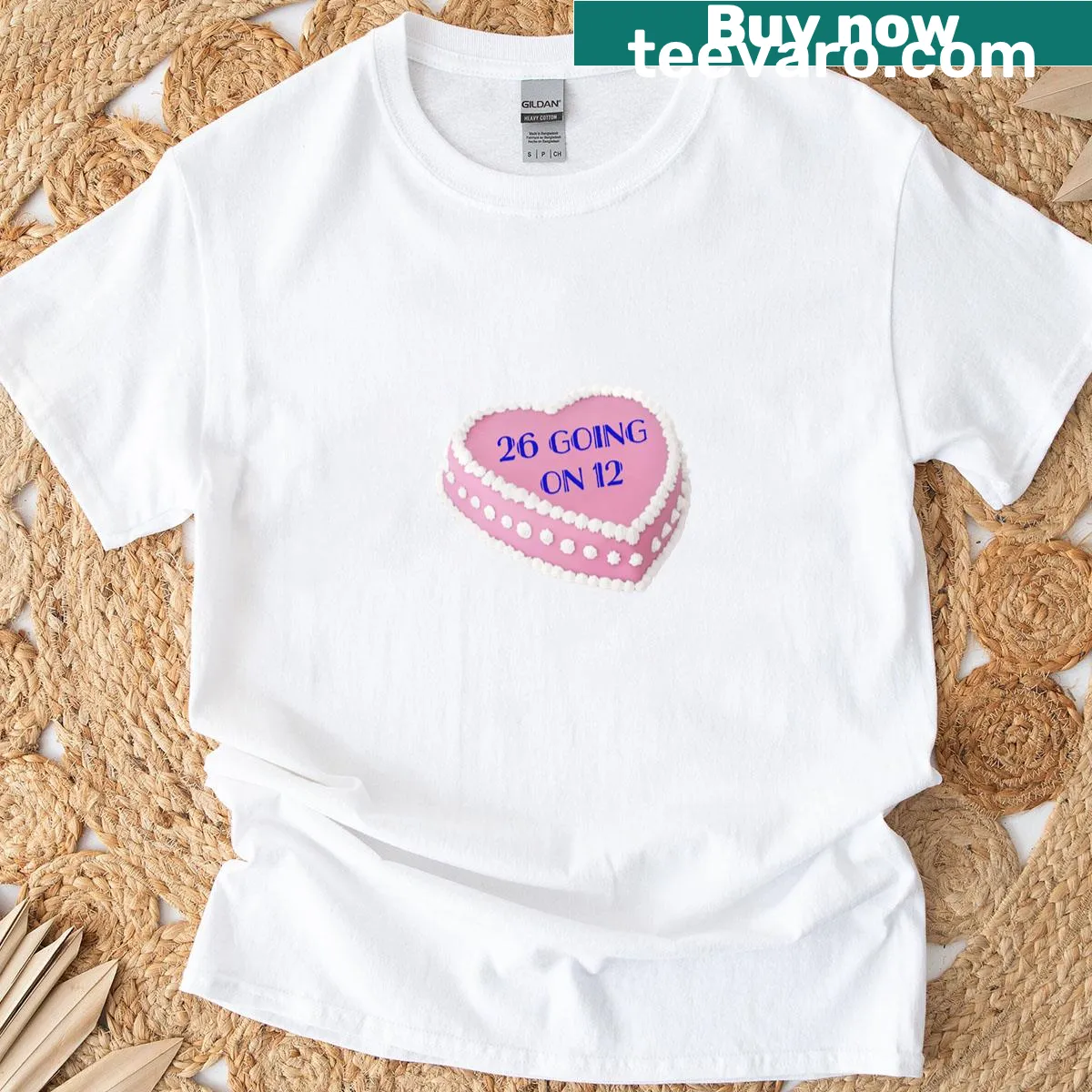 Funny birthday T-shirt saying '26 Going On 12' — on a men's t-shirt