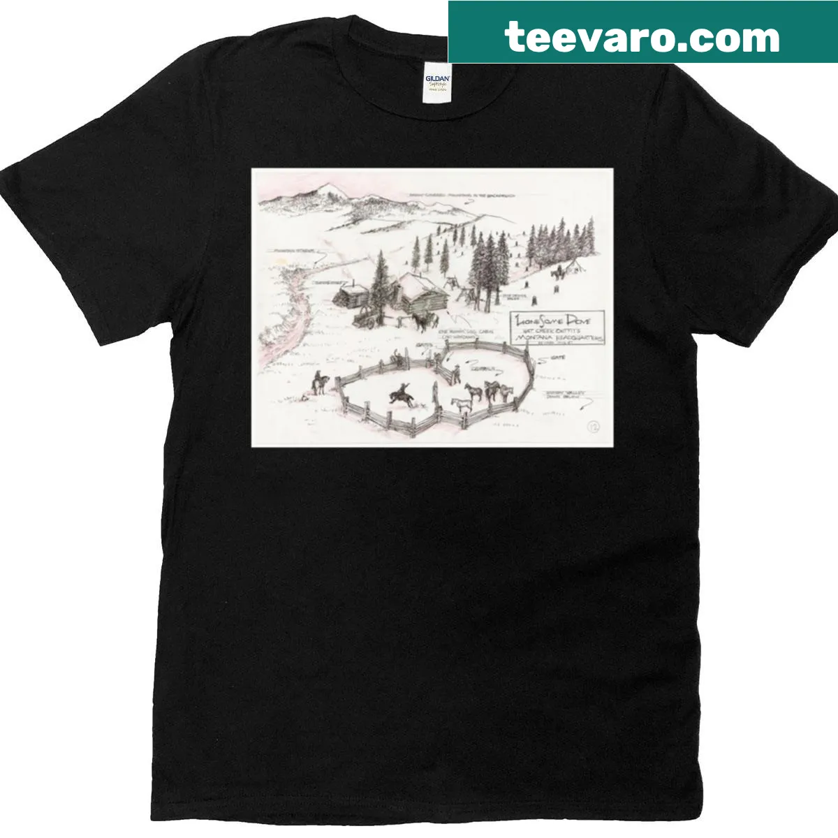Minimalist map illustration on a casual T-shirt — on a men's t-shirt