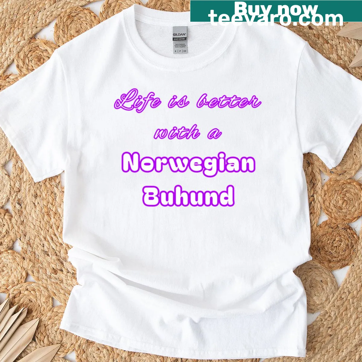 T-shirt with the phrase Life Is Better With A Norwegian Buhund — on a men's t-shirt