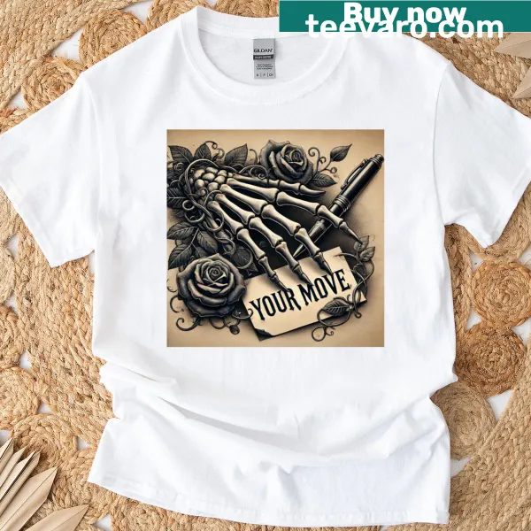 Thought-provoking t-shirt with 'Memento Mori' phrase