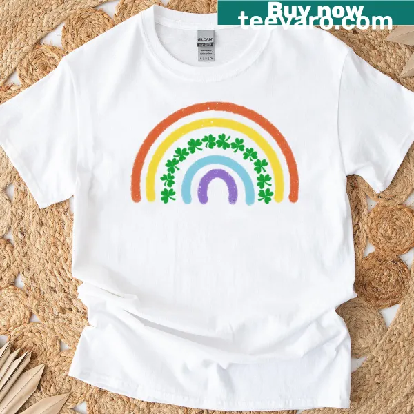Shamrock and rainbow design on T-shirt for St. Patrick's Day celebration