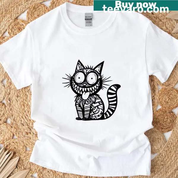 Playful cartoon t-shirt with a quirky Madcat design for kids