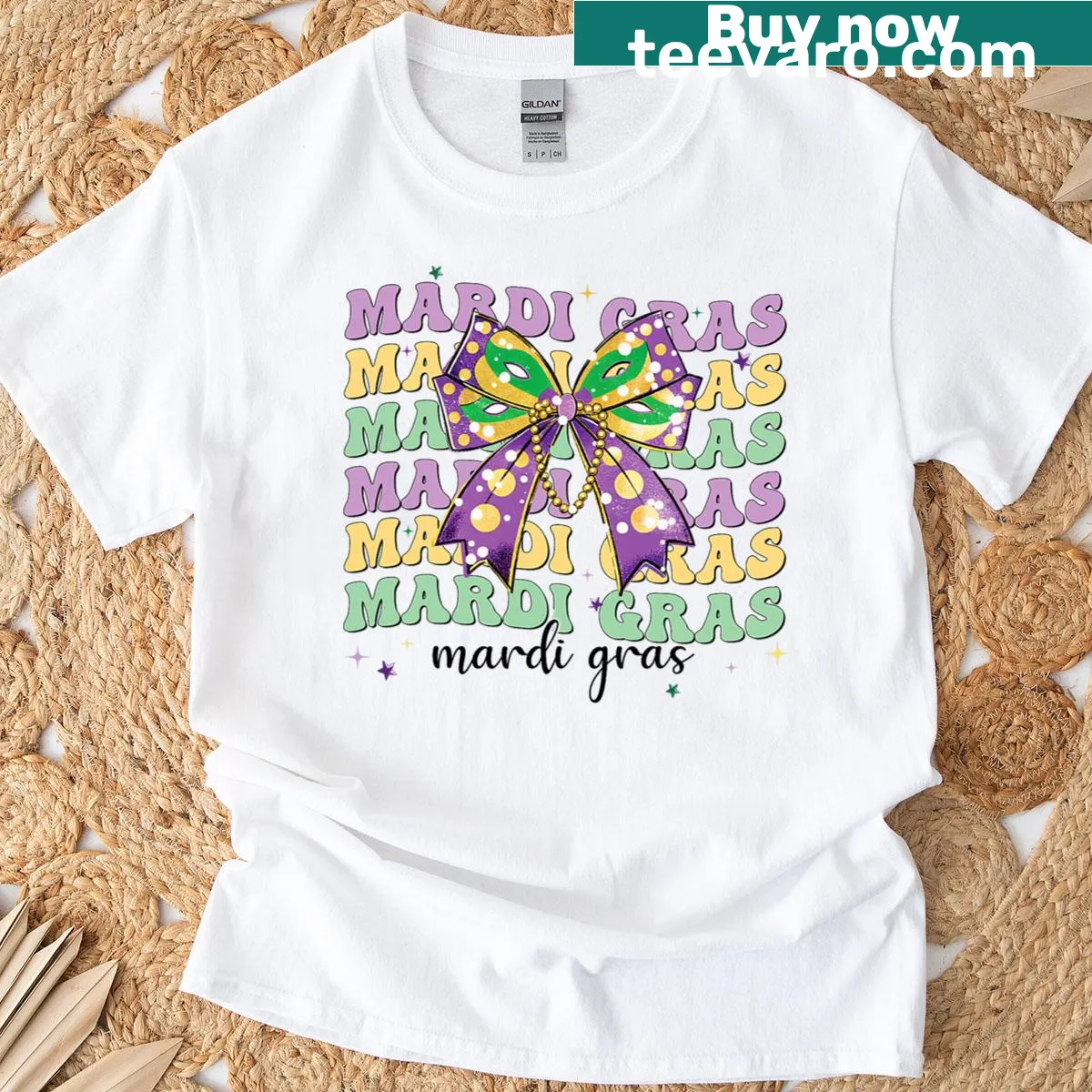 Mardi Gras T-shirt for kids featuring a fun 2025 carnival design — on a men's t-shirt