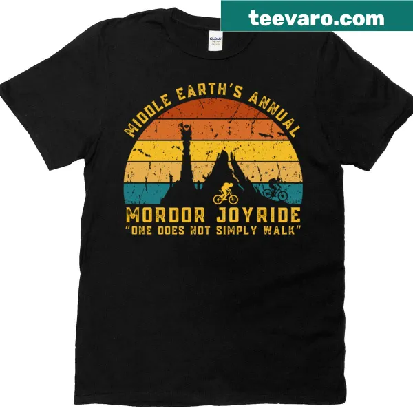 Funny biking t-shirt featuring Middle Earth's Mordor joyride theme