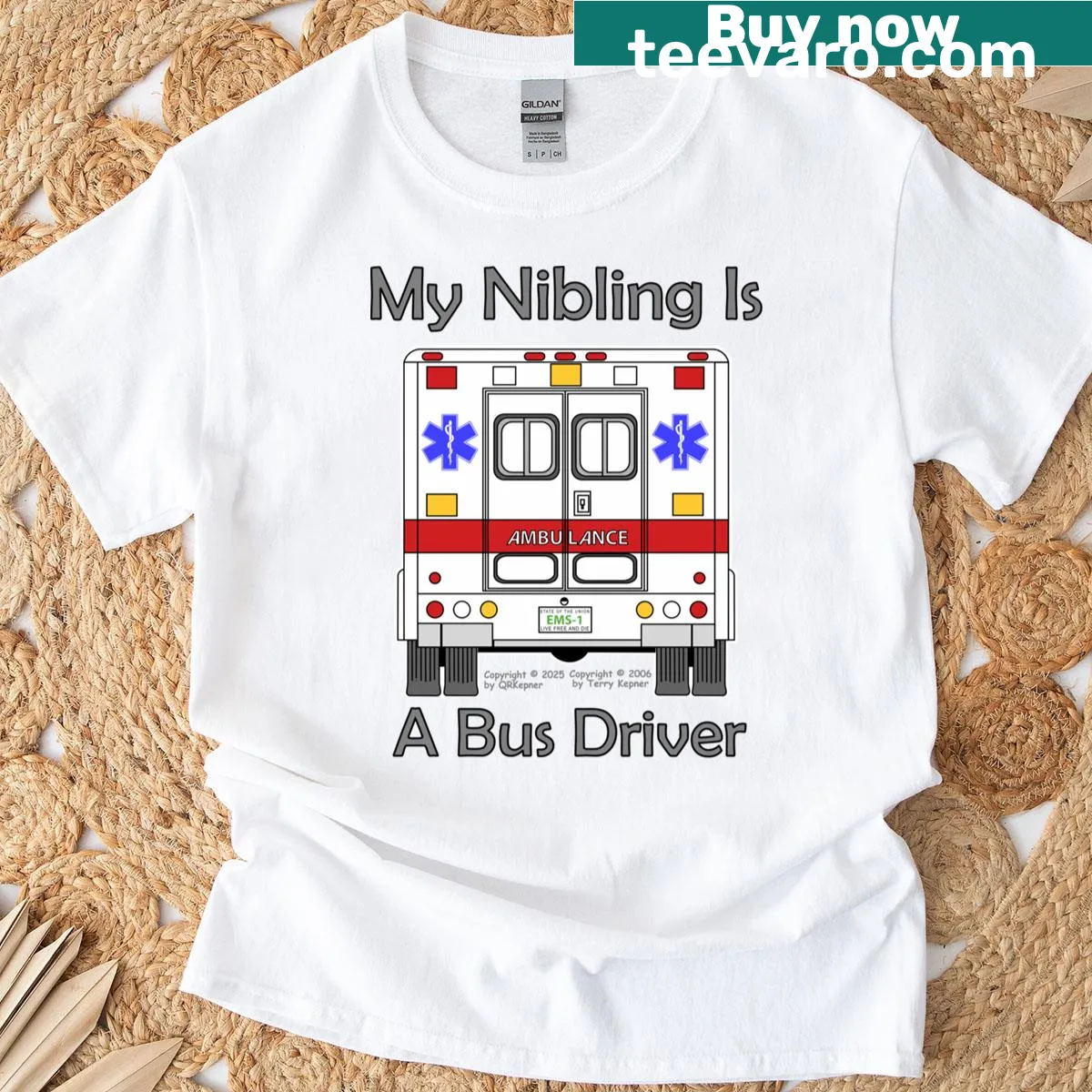 T-shirt featuring the phrase 'My Nibling Is A Bus Driver' — on a men's t-shirt