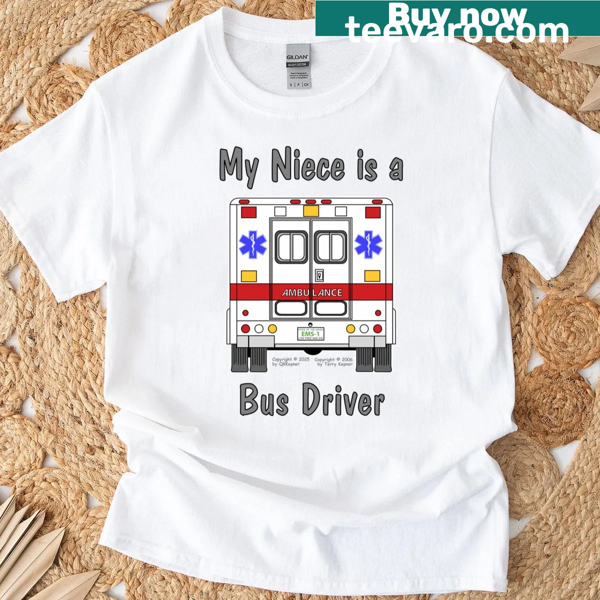 Typography T-shirt stating 'My Niece Is A Bus Driver' — on a men's t-shirt