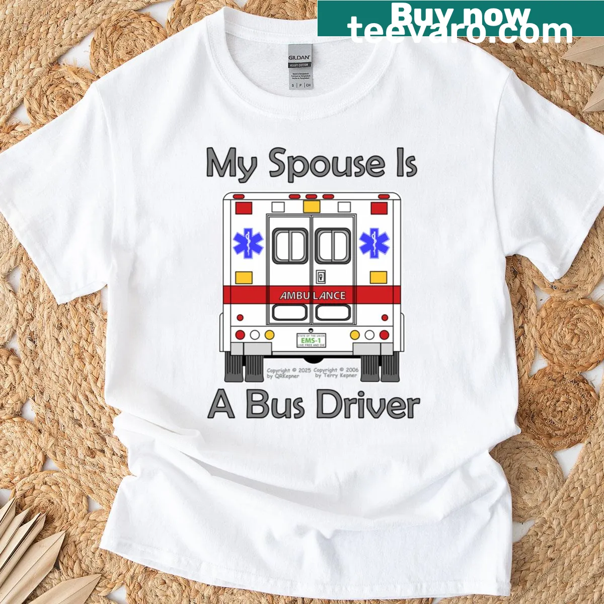T-shirt displaying 'My Spouse Is A Bus Driver' — on a men's t-shirt