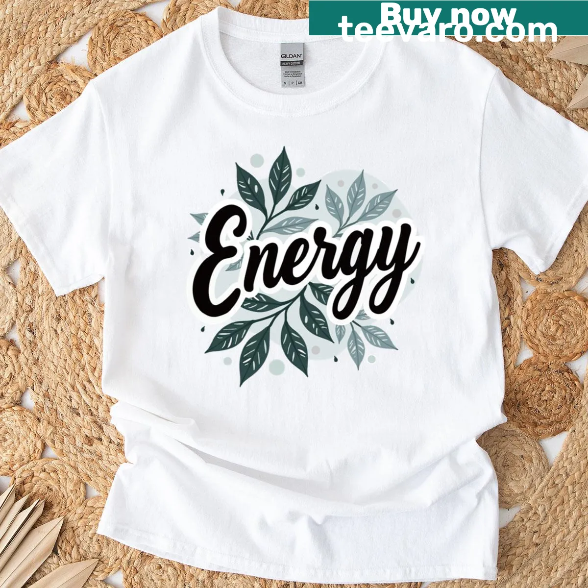 Illustrated t-shirt celebrating Nature's Energy — on a men's t-shirt