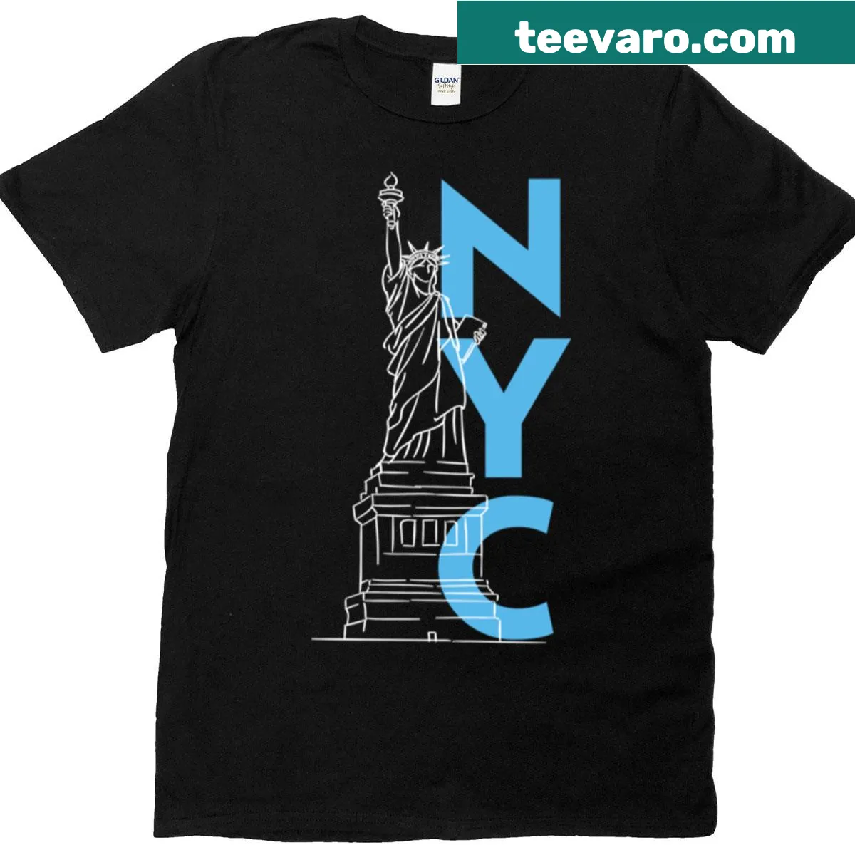 New York City t-shirt with simple lettering — on a men's t-shirt