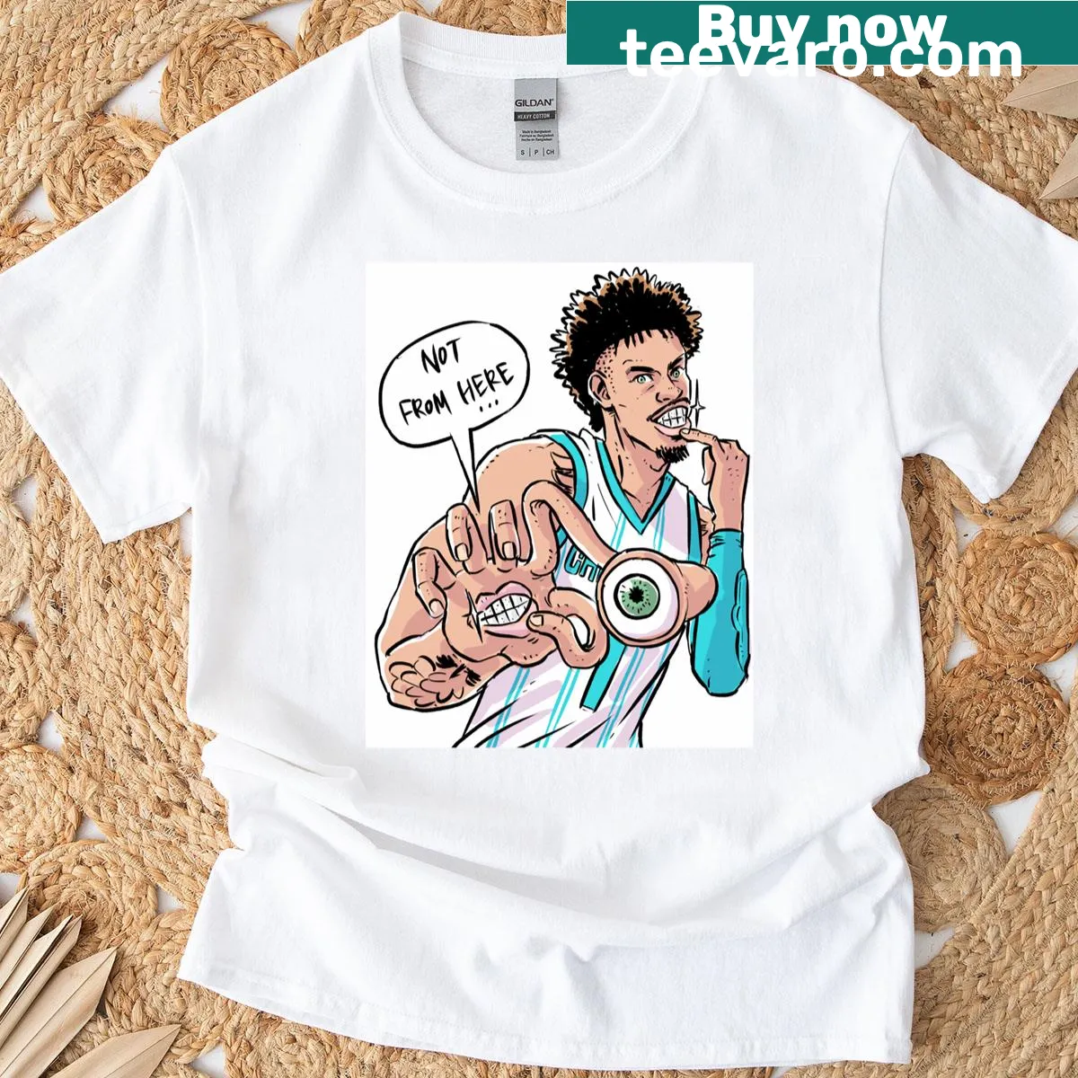 Illustrative Not From Here T-shirt celebrating unique identities — on a men's t-shirt