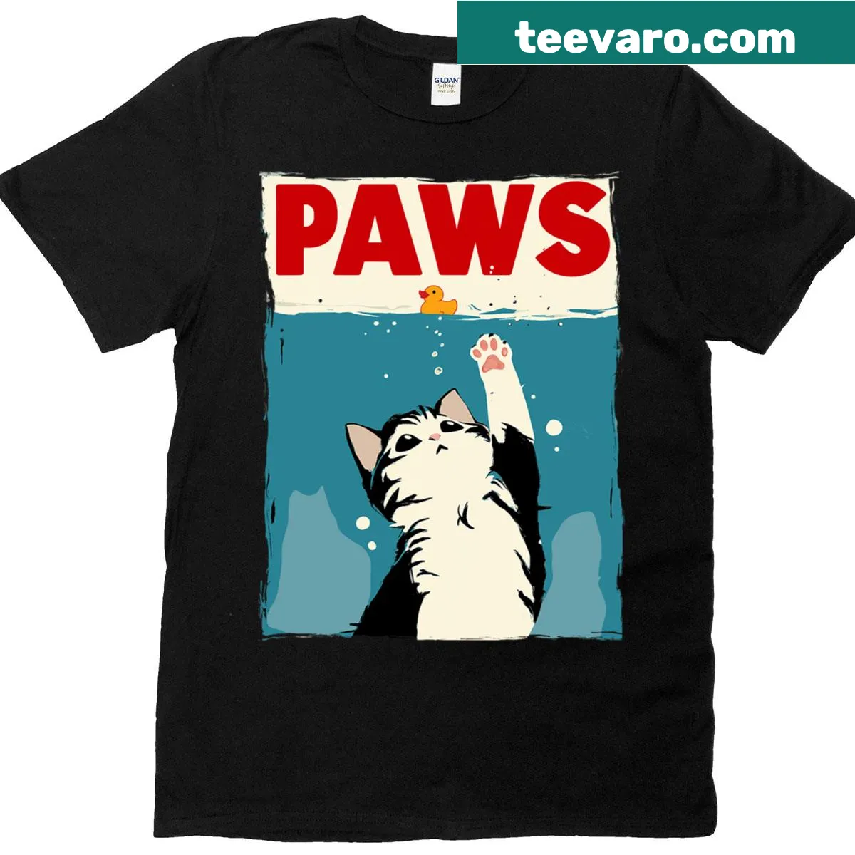 Funny cat graphic t-shirt for men and kids — on a men's t-shirt
