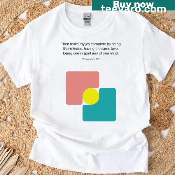Geometric abstract design featuring Philippians 2:2 Bible verse