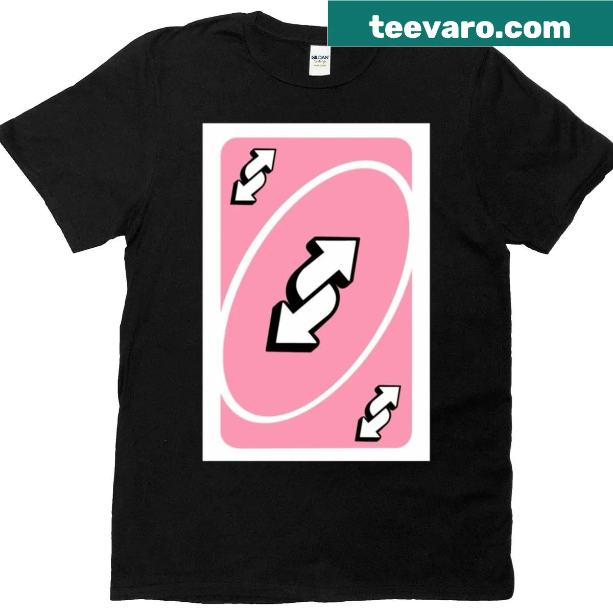 Minimalist pink t-shirt with reverse typography design — on a men's t-shirt