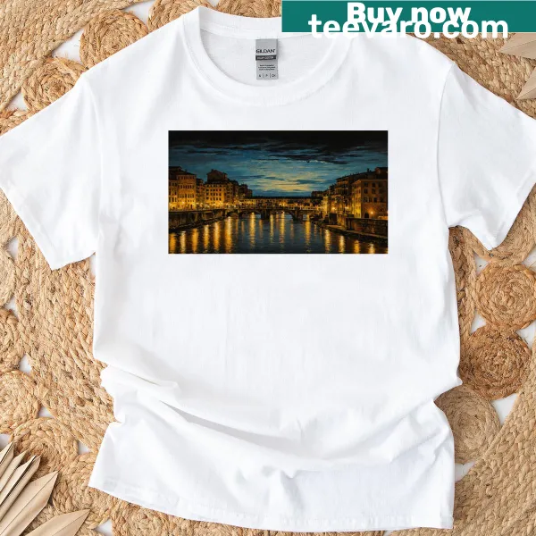 Illustrated Ponte Vecchio T-shirt celebrating the iconic bridge