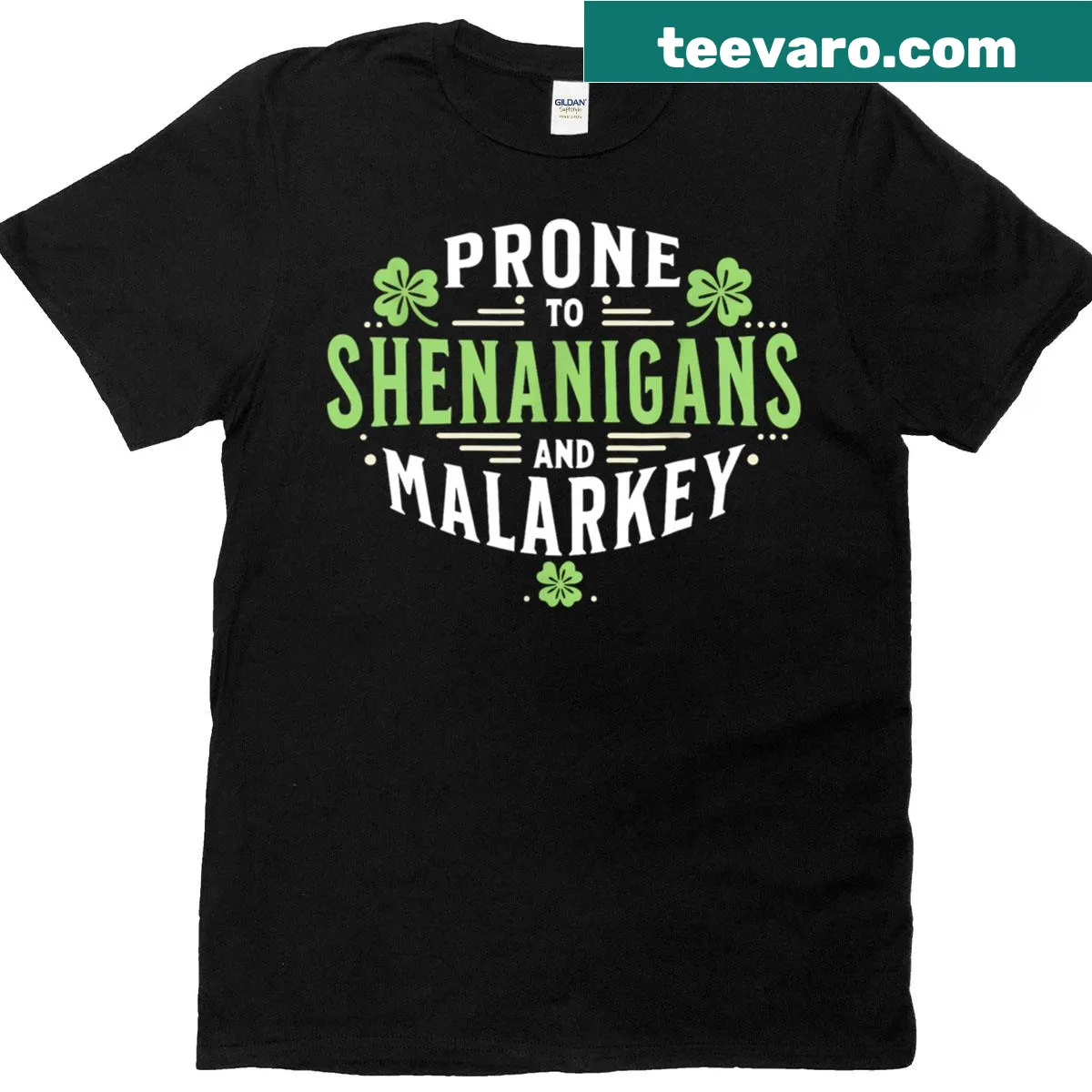 Fun St. Patrick's Day t-shirt with clovers and humorous text — on a men's t-shirt