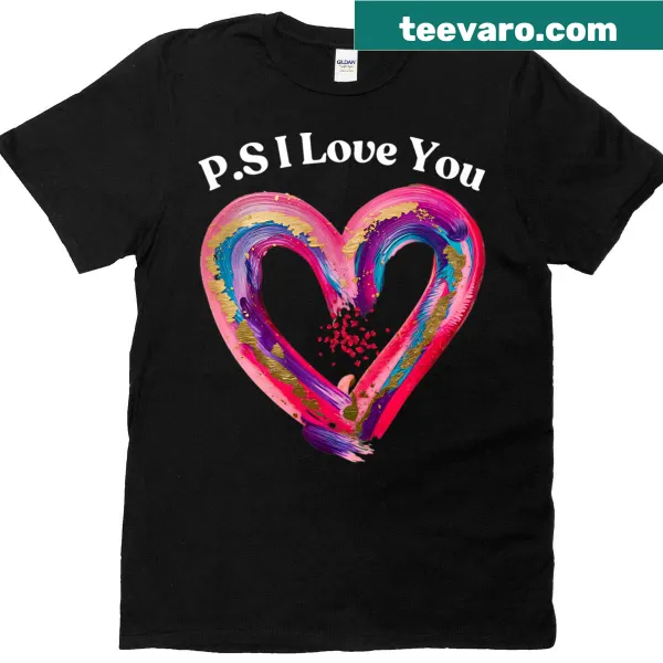 Hand-lettered Valentine's Day T-shirt with a purple heart