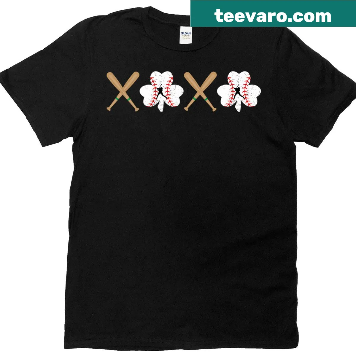 Retro baseball-themed St. Patrick's Day T-shirt — on a men's t-shirt