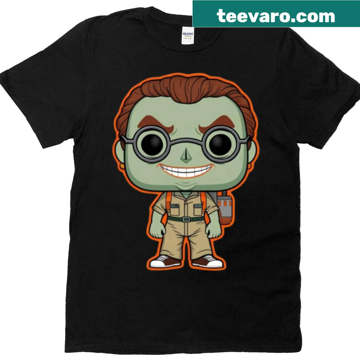 Classic Ghostbusters logo illustration on a retro T-shirt — on a men's t-shirt