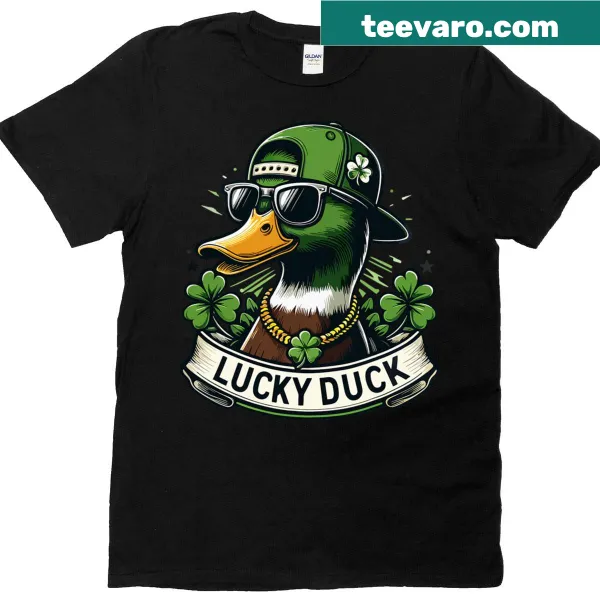Cartoon duck wearing a St. Patrick's hat on a T-shirt