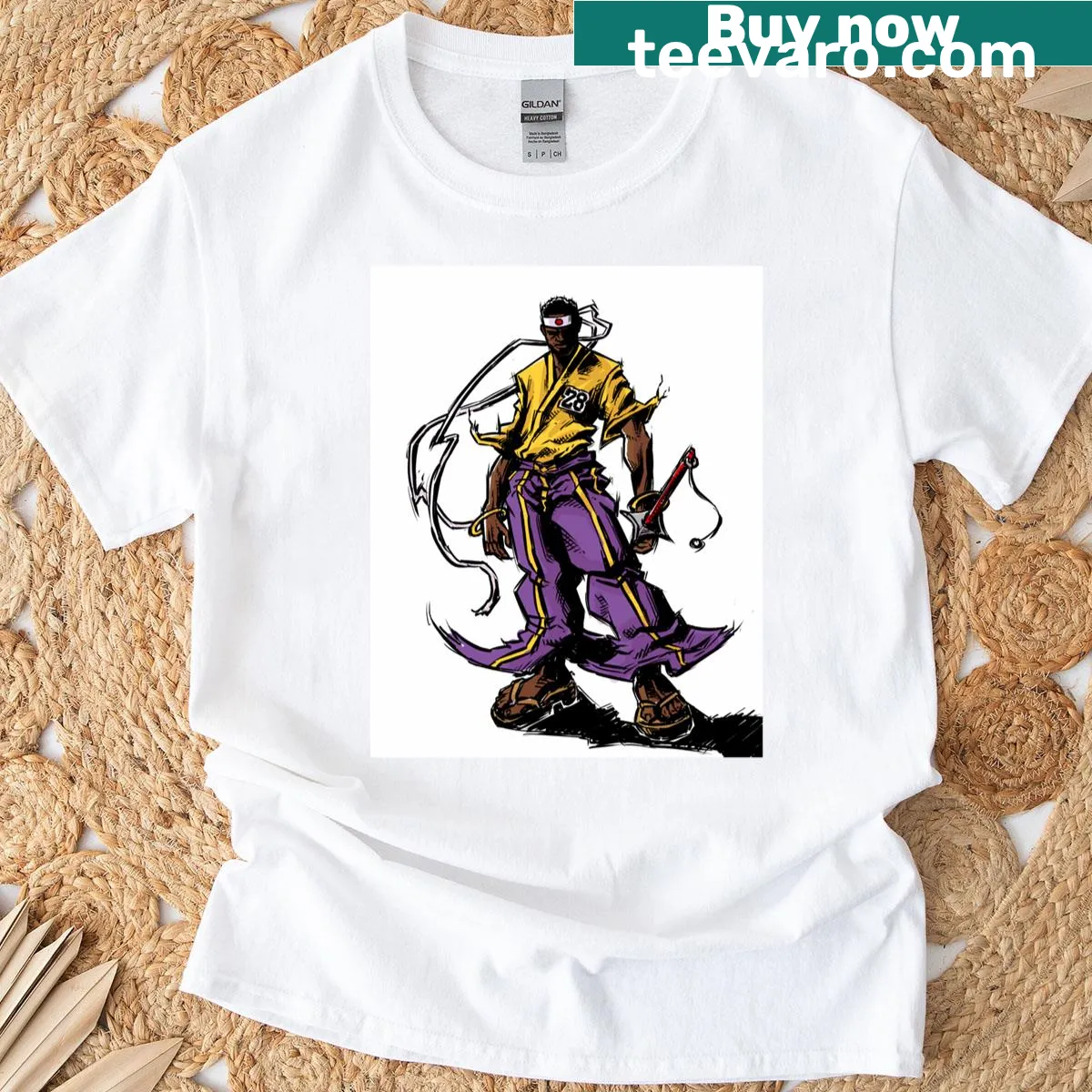Illustration of a samurai warrior on a T-shirt — on a men's t-shirt