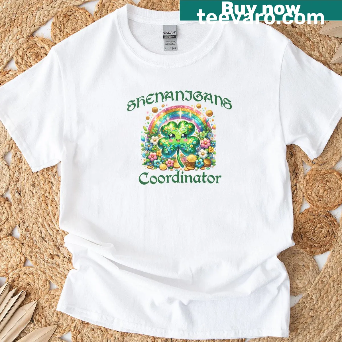 Cute St. Patrick's Day t-shirt with clover design and fun text — on a men's t-shirt