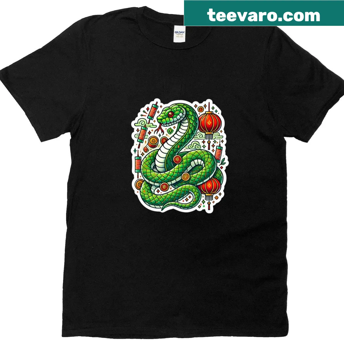 Graphic of a snake celebrating the Year of the Snake on T-shirt — on a men's t-shirt