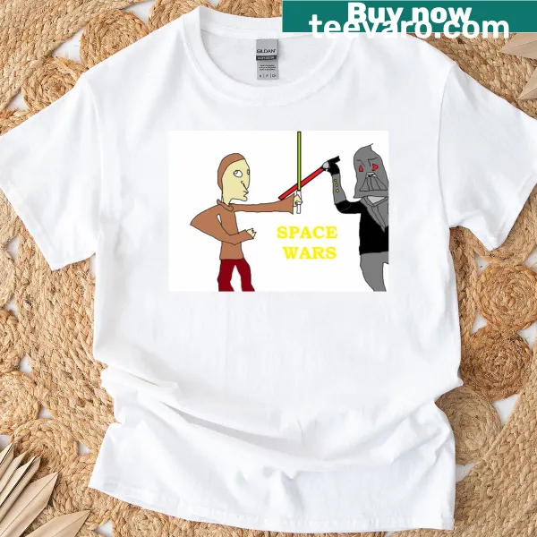 T-shirt featuring an illustration of a space battle