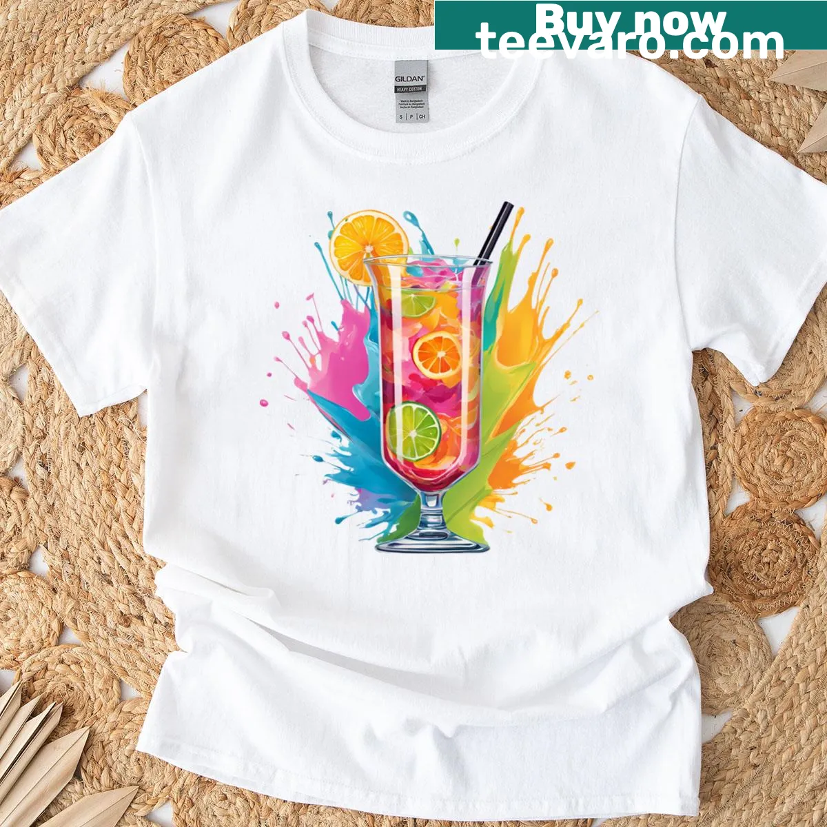 Illustration of a cocktail splash art on T-shirt — on a men's t-shirt