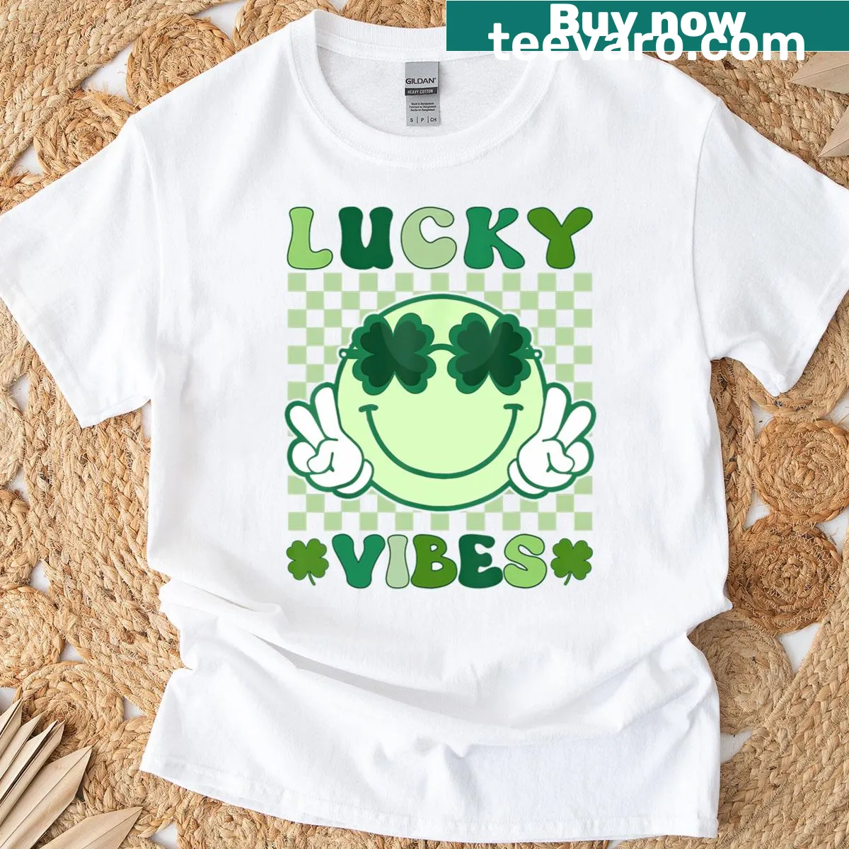 Groovy typography design celebrating St. Patrick's Day — on a men's t-shirt