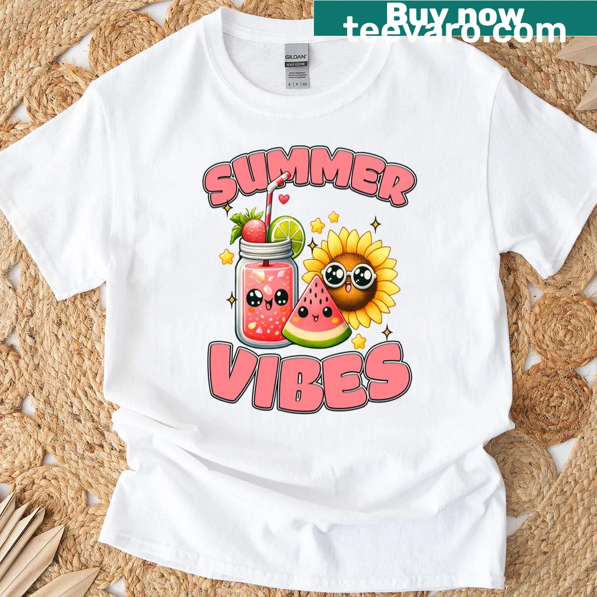 Cheerful summer-themed illustrations on t-shirt — on a men's t-shirt