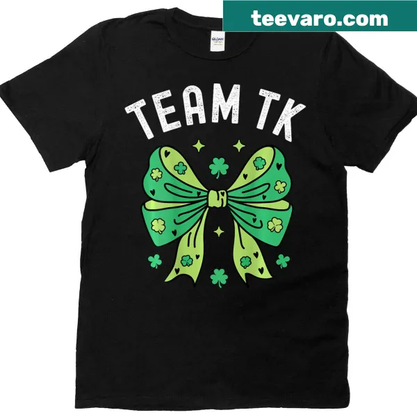 St. Patrick's Day themed T-shirt with shamrocks and bows