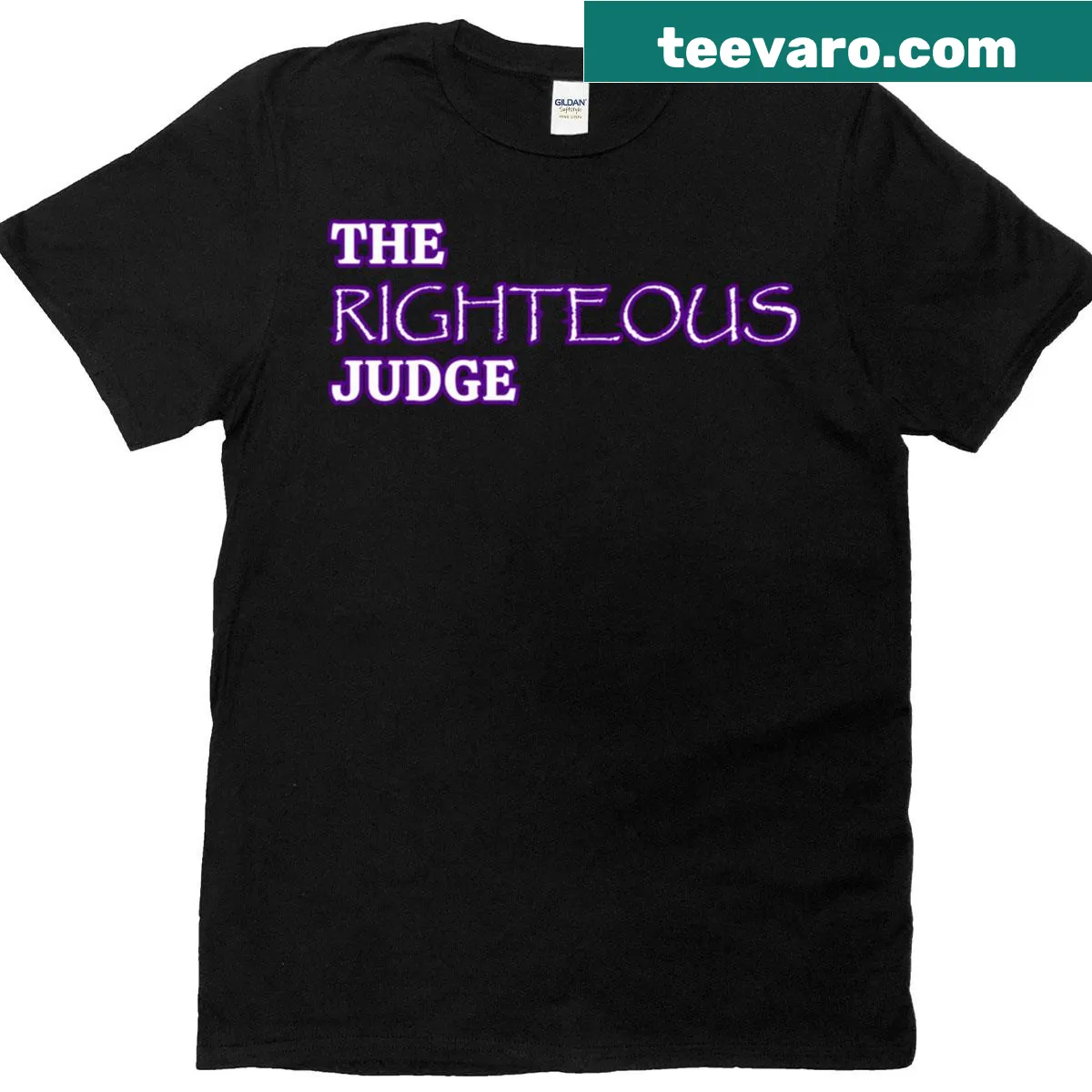 T-shirt featuring 'The Righteous Judge' text with faith theme — on a men's t-shirt