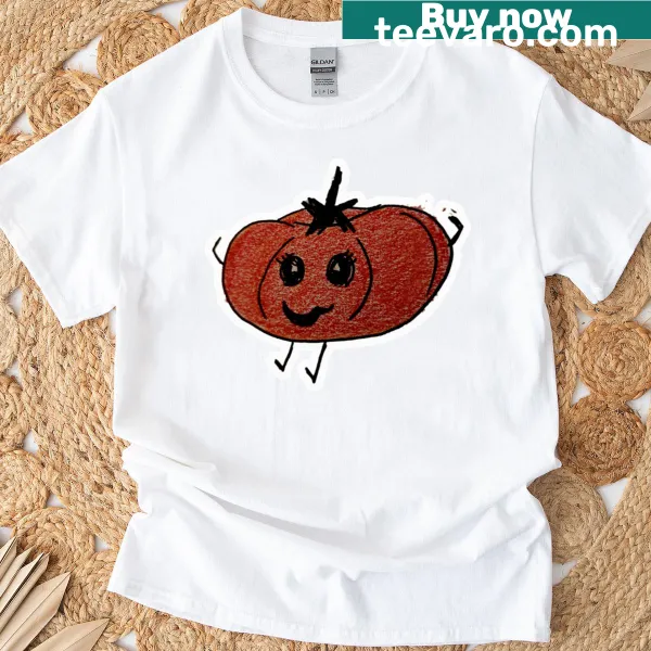 Cartoon drawing of a tomato on T-shirt