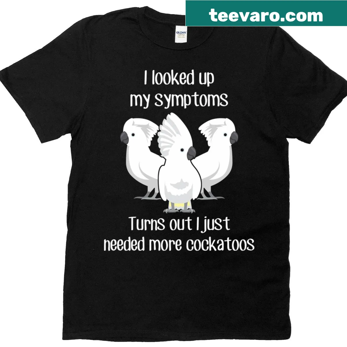 Illustration of an umbrella cockatoo on a T-shirt — on a men's t-shirt