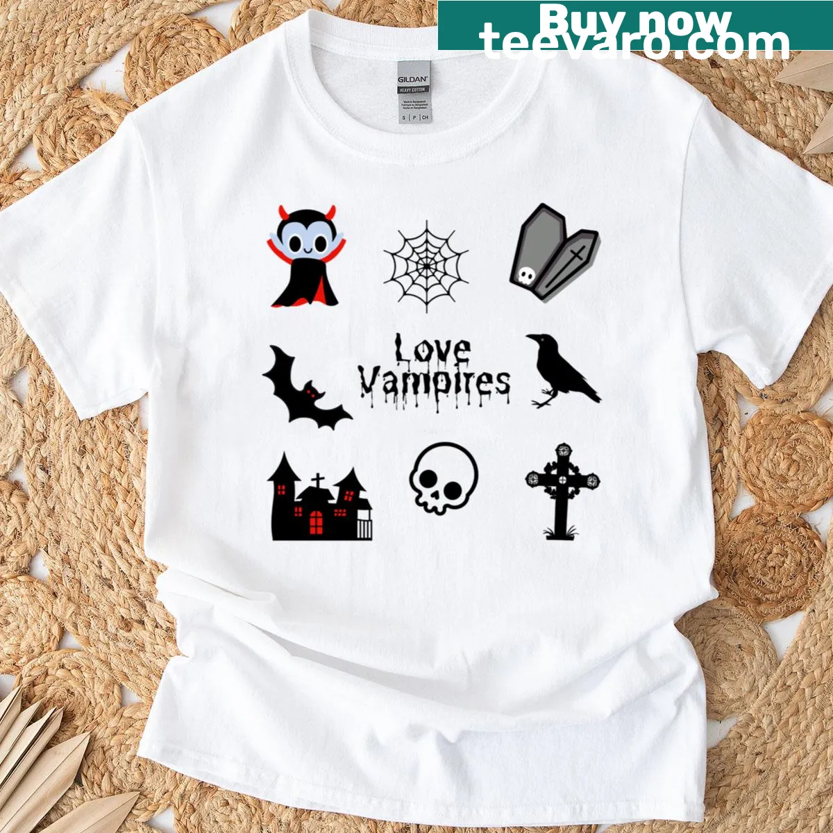 Collection of vampire symbols illustrated on a T-shirt — on a men's t-shirt