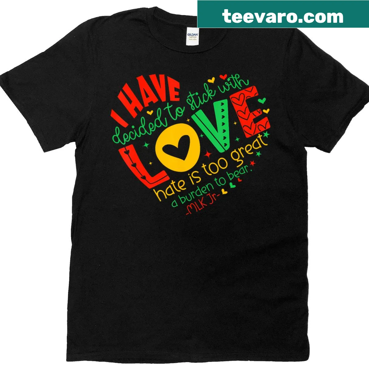 Inspirational design promoting love for Black History Month — on a men's t-shirt