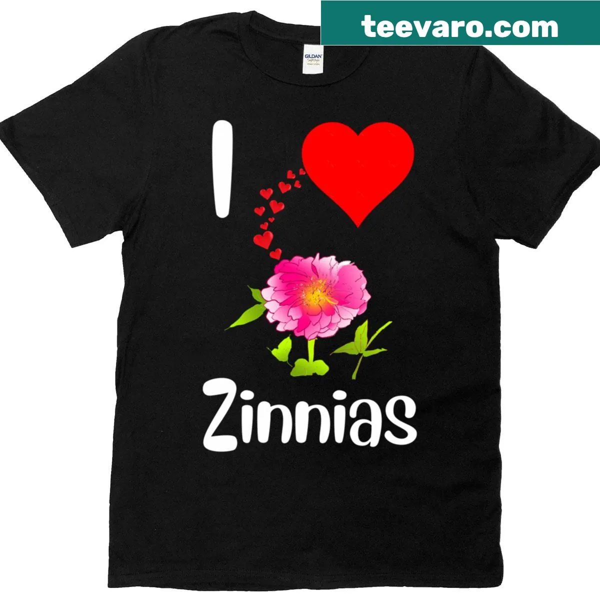 Watercolor illustration of zinnia flowers on a t-shirt. — on a men's t-shirt